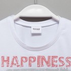 Футболка детская MINAKU "Happines" цвет белый, рост 134 - фото 800947767
