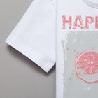 Футболка детская MINAKU "Happines" цвет белый, рост 134 - фото 801057567