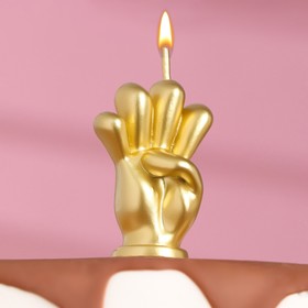 Свеча в торт "Мне четыре", золотая