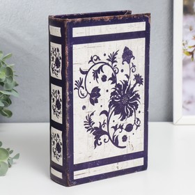 Сейф-книга дерево кожзам "Синие цветы" 21х13х5 см