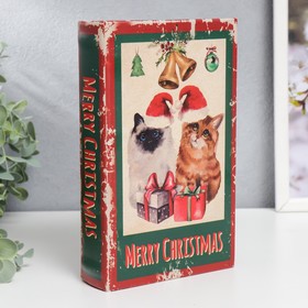 Сейф-книга дерево кожзам "Новогодние кошечки с подарками" 21х13х5 см в Донецке