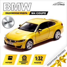 Metal machine BMW M4 Coupe, 1:32, inertia, doors open, color yellow