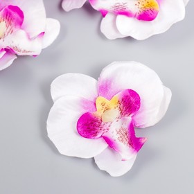 Бутон на ножке для декорирования "Орхидея бело-фиолетовая" d=5,5 см