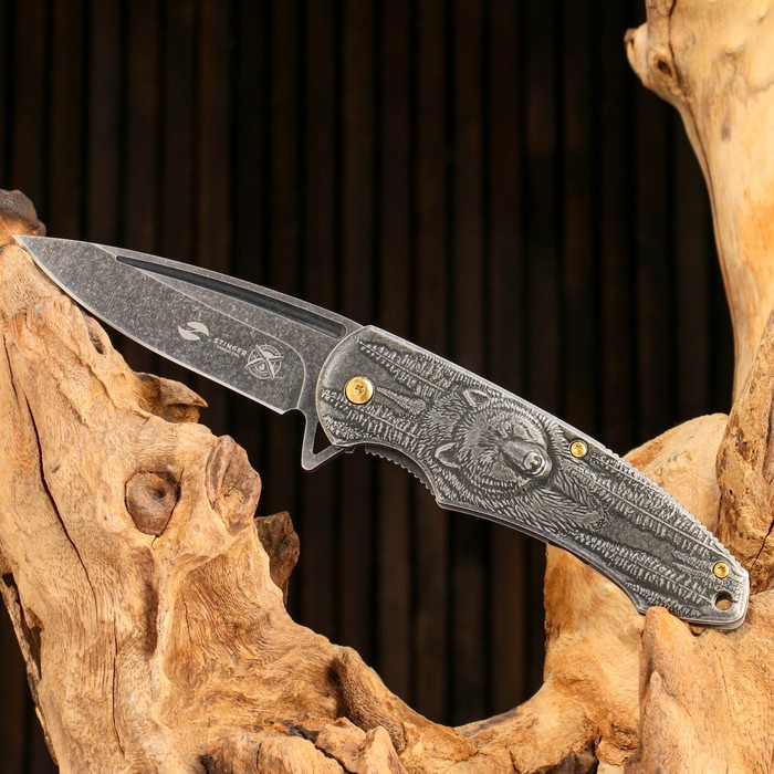 Нож складной Stinger с клипом, 8 см, лезвие - 3Cr13, рукоять - сталь - фото 4783701