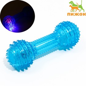 Игрушка светящаяся для собак "Круглая кость", TPR, 15 см,  голубая