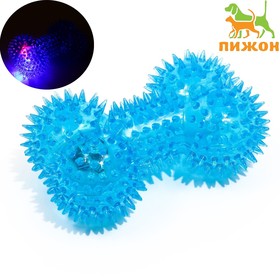 Игрушка для собак "Светящаяся кость", TPR, 10,5 см, голубая
