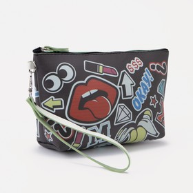 Cosmetic bag cheerful mix, 21,5 * 7.5 * 12, separate zipper, with handle, black