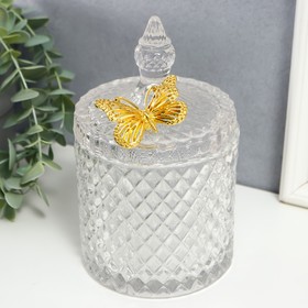 Шкатулка стекло "Золотая бабочка" прозрачный 18х10,5х10,5 см в Донецке
