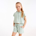 Комплект для девочки (топ, шорты) MINAKU: Casual Collection цвет оливковый, рост 140 - фото 4751164