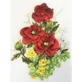Набор для вышивания лентами, 18 × 24 см, «Маки и луговые цветы»