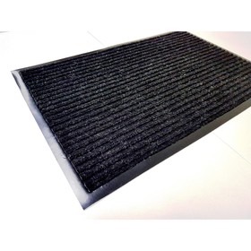 Коврик придверный «Ребристый», дорожка, 90х150 см, высота 0,8 см, цвет чёрный