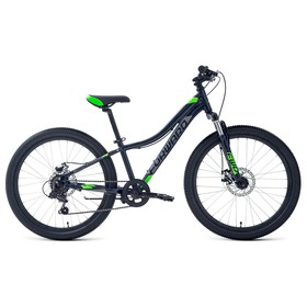Велосипед 24" Forward Twister 2.0 D, 2022, цвет черный/ярко-зеленый, размер рамы 12"