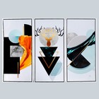 Наклейка пластик интерьерная триптих "Геометрия. Олень" набор 3 листа 29,5х61 см - фото 800970189