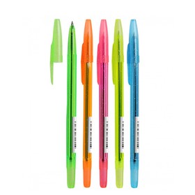 Ручка шариковая Стамм "511 Neon" синяя, 1,0 мм, прозрачный корпус с блестками, микс