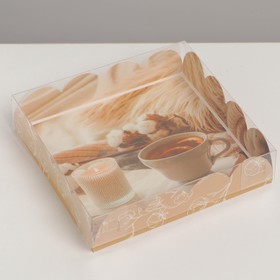 Коробка для кондитерских изделий с PVC крышкой «Теплый вечер», 13 × 13 × 3 см