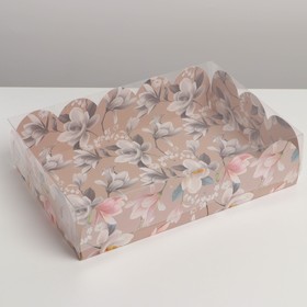 Коробка для кондитерских изделий с PVC крышкой «Цветы», 20 × 30 × 8 см