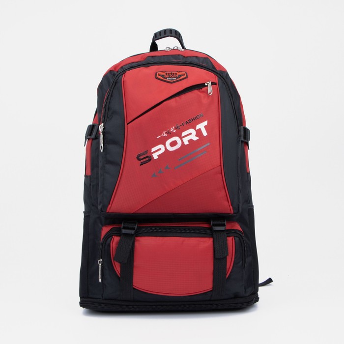 УЦЕНКА Рюкзак туристический на молнии, 33 л, 4 наружных кармана, цвет красно-чёрный - фото 4894174