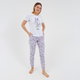 Комплект домашний женский (футболка/брюки) , фиолетовый, р-р 46