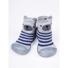 Ботиночки-носочки детские First step bear, размер 24, цвет серые - фото 7160592