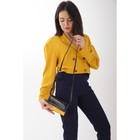 Сумка жен 17*5*10, отд на клапане, длин ремень, крокодил лак, черный/коричневый - фото 800982805