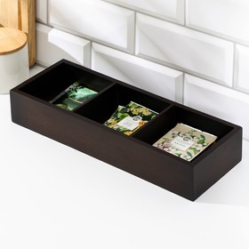 Подставка для чая и кухонных принадлежностей, 33×11,7×5,8 см, цвет чёрный, бамбук
