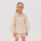Блузка для девочки MINAKU: Cotton Collection цвет бежевый, рост 110 - фото 8055012