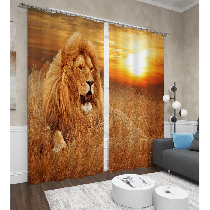 Фотошторы «Король лев», размер 145x260 см, 2 шт, блэкаут - фото 128459595