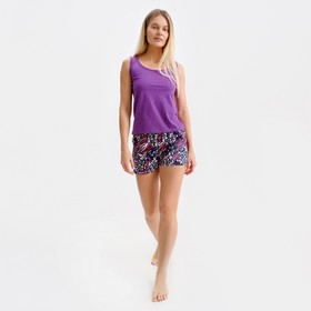 Комплект женский (майка, шорты), цвет фиолетовый, размер 48