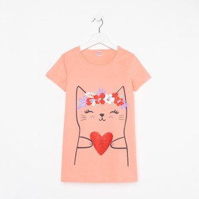 Сорочка для девочки, цвет персиковый, рост 110