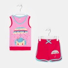 Комплект для девочки (майка/шорты), цвет розовый, рост 98 - фото 6873591