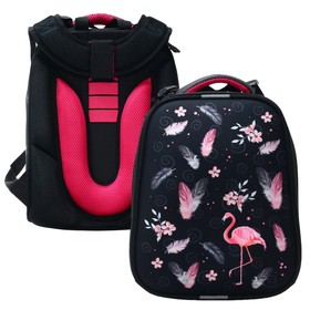 Рюкзак каркасный Stavia "Фламинго", 38 х 30 х 16 см, эргономичная спинка, мультиколор, чёрный