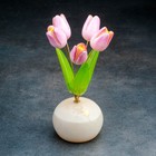 Сувенир "Тюльпаны в вазе", 5 цветков, малая,розовая,селенит - фото 7044528