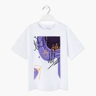 Футболка детская MINAKU Colors, цвет белый/фиолетовый, рост 122 - фото 801408077