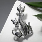 Брошь "Котики" пара, цвет серебро - фото 6876181