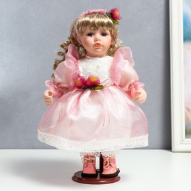 Кукла коллекционная керамика ′Флора в бело-розовом платье и лентой на голове′ 30 см в Донецке