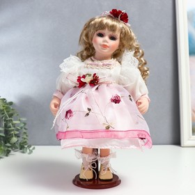 Кукла коллекционная керамика ′Агата в бело-розовом платье и с цветами в волосах′ 30 см в Донецке