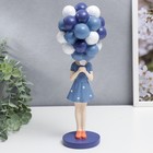 Сувенир полистоун "Девочка в синем платье со связкой воздушных шаров" 31,5х8,5х10,5 см - фото 4885121
