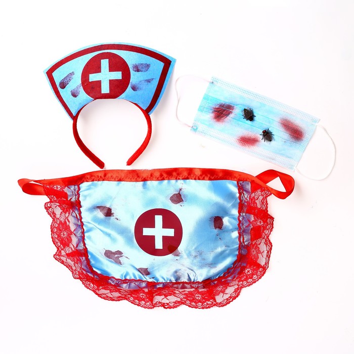 Карнавальный набор «Медсестра» 3 предмета: ободок, фартук, маска МИКС - фото 4901011
