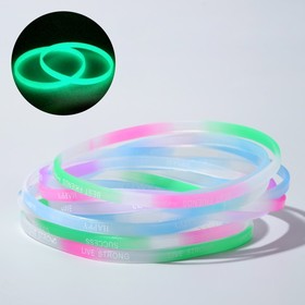 Силиконовый браслет "Светоотражающий" минимал, набор 10 шт, цвет МИКС