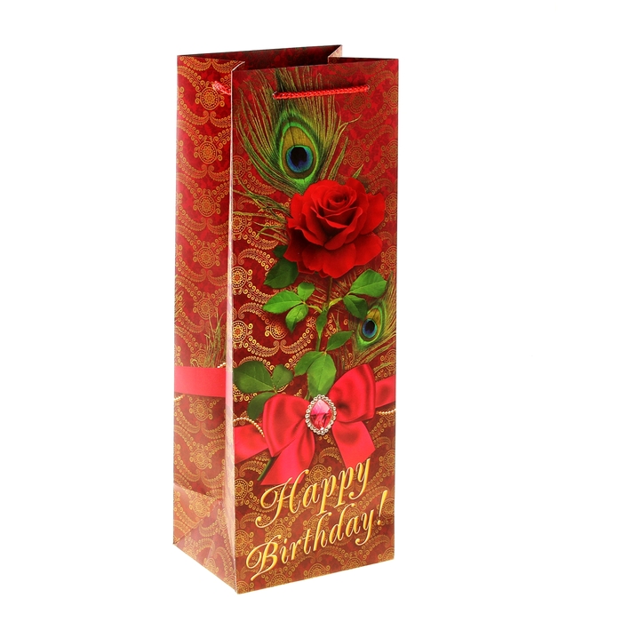 Пакет под бутылку ламинированный Red rose, 13 × 36 см