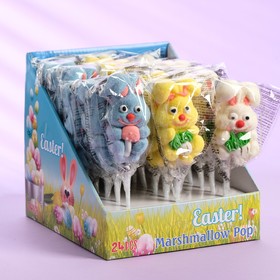 Жевательный зефир Easter! Marshmallow pop "Зайчики", на палочке, ассорти, 35 г