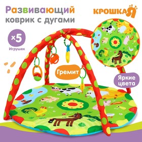 Развивающий коврик «Домашние зверята», с дугами