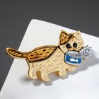 Брошь "Котёнок" с консервой, цветная в матовом золоте - фото 6877764