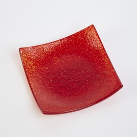 Подсвечник квадратный красный, 10×10 см, BDK Glass