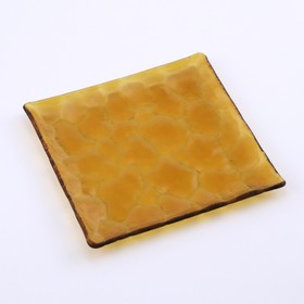 Поднос квадратный янтарный «Антик», 14.5×14.5 см, BDK Glass