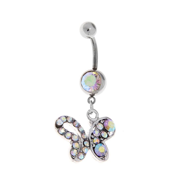 Piercing navel Butterfly, color white silver, FAS 6 PCs