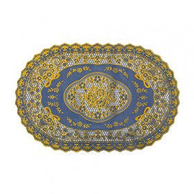 Салфетка Towa Grace, ажурная, овал, 30х45 см, цвет голубой/золото