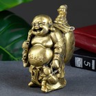 Статуэтка "Хотей с посохом за спиной", цвет золото, 14см - фото 11135694