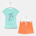 Комплект (туника/шорты) для девочки, цвет оранжевый/мятный, рост 92 см - фото 6879799