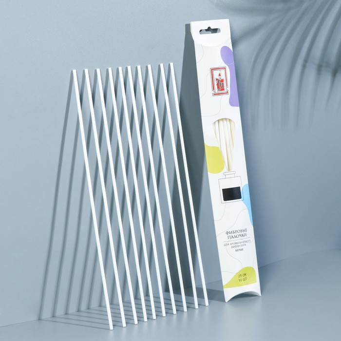 Набор фибровых палочек для ароматического диффузора, 25х0,3 см, 10 штук, белый - фото 2950725